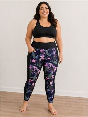 Active Zone Floral Print Capri Leggings with Side Pockets – New With Tags 2X